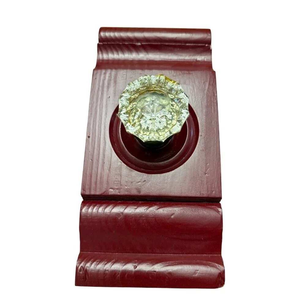 Unbranded Red Wood Glass Doorknob Wall Art Plaque Architectural Decor